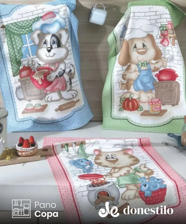 Pano de Copa Dohler Prata Chef Pets 45 cm X 65 cm