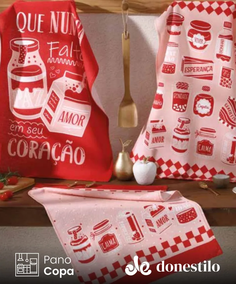 Pano de Copa Dohler Prata Sentimentos 45 cm X 65 cm