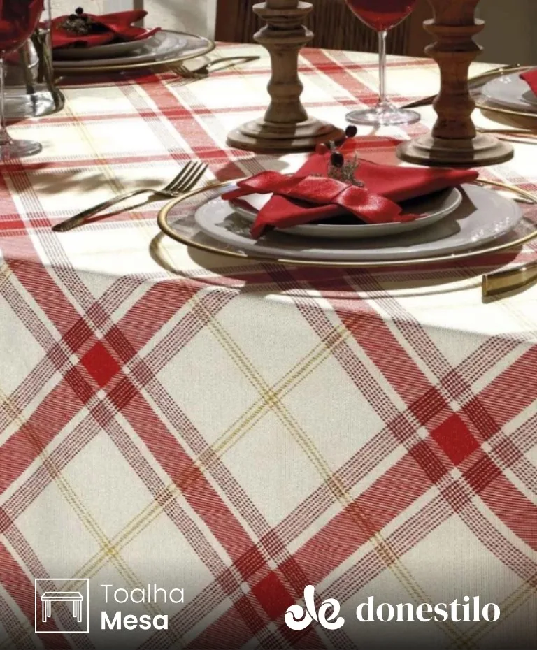 Toalha de Mesa Retangular Dohler 8 lugares Celebra Natal 99 medidas 1,60X2,40 m