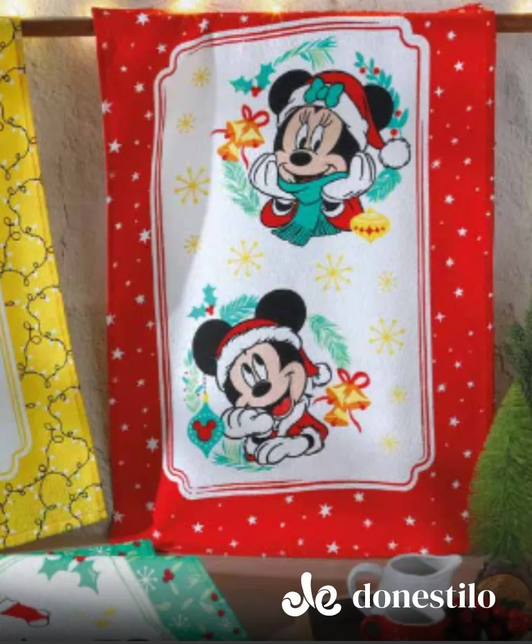 Pano de Copa Döhler Mickey e Minnie 21 Natal medindo 45X65 cm 1