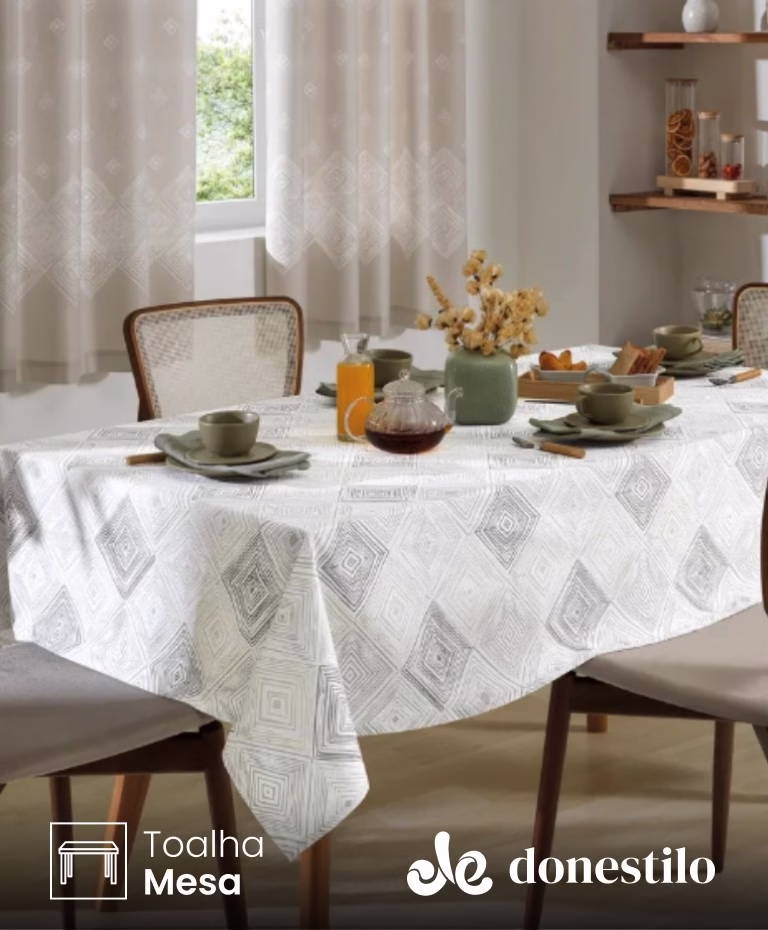 Toalha de Mesa Retangular Döhler 8 lugares Athenas Martin 1,60X2,50 m