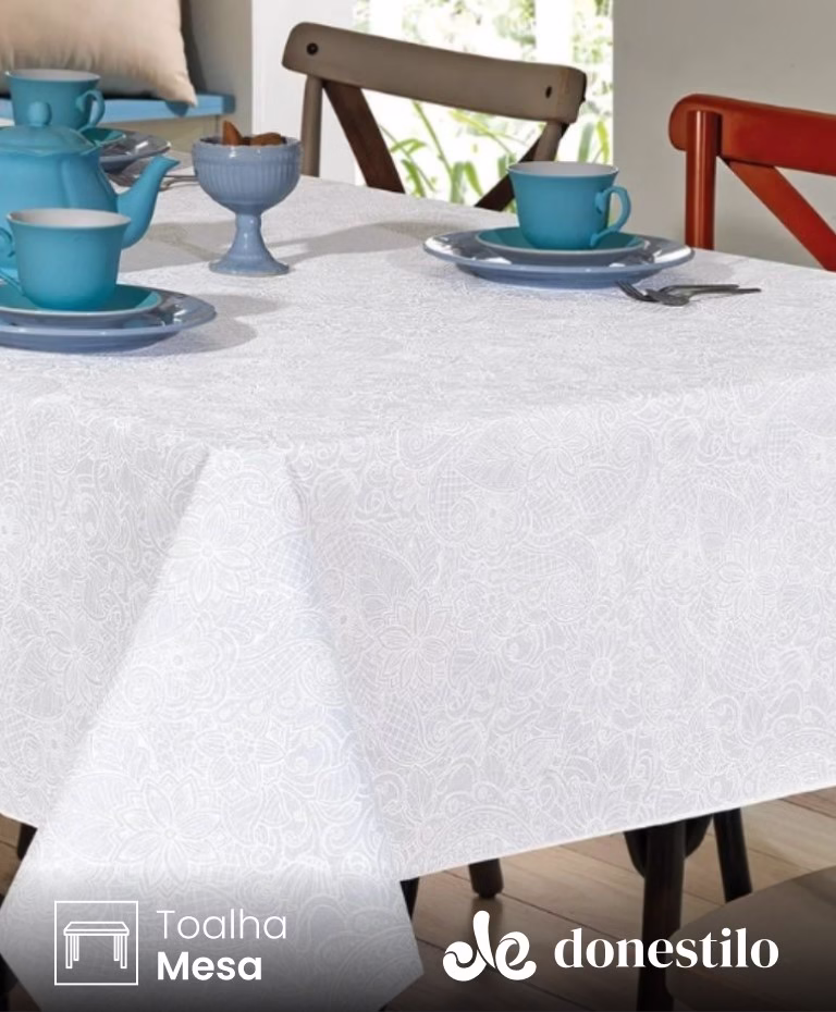 Toalha de Mesa Retangular Döhler 6 lugares Athenas Edite 1,40X2,10 m