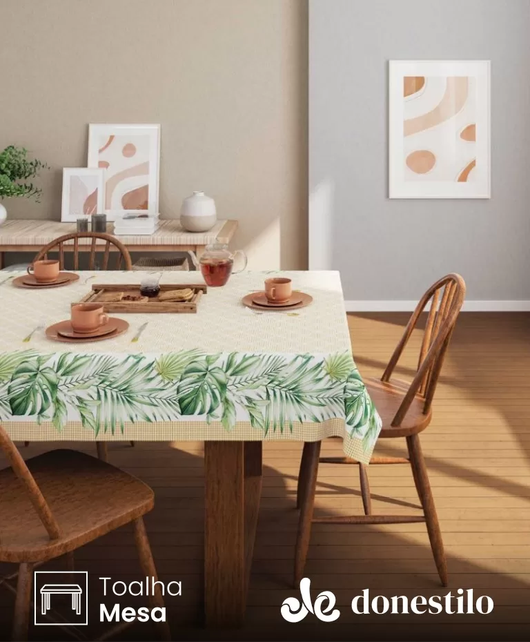 Toalha de Mesa Quadrada Lepper 4 lugares Palmas 1,40X1,40 m portada