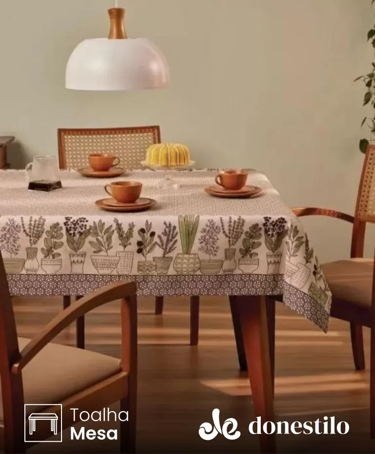 Toalha de Mesa Retangular Lepper 6 lugares Jardim 1,40X2,10 m