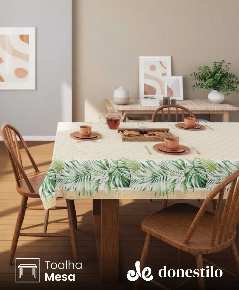 Toalha de Mesa Retangular Lepper 6 lugares Palmas 1,40X2,10 m