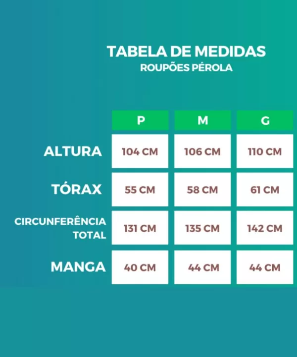 Roupão Adulto Döhler Pérola medidas