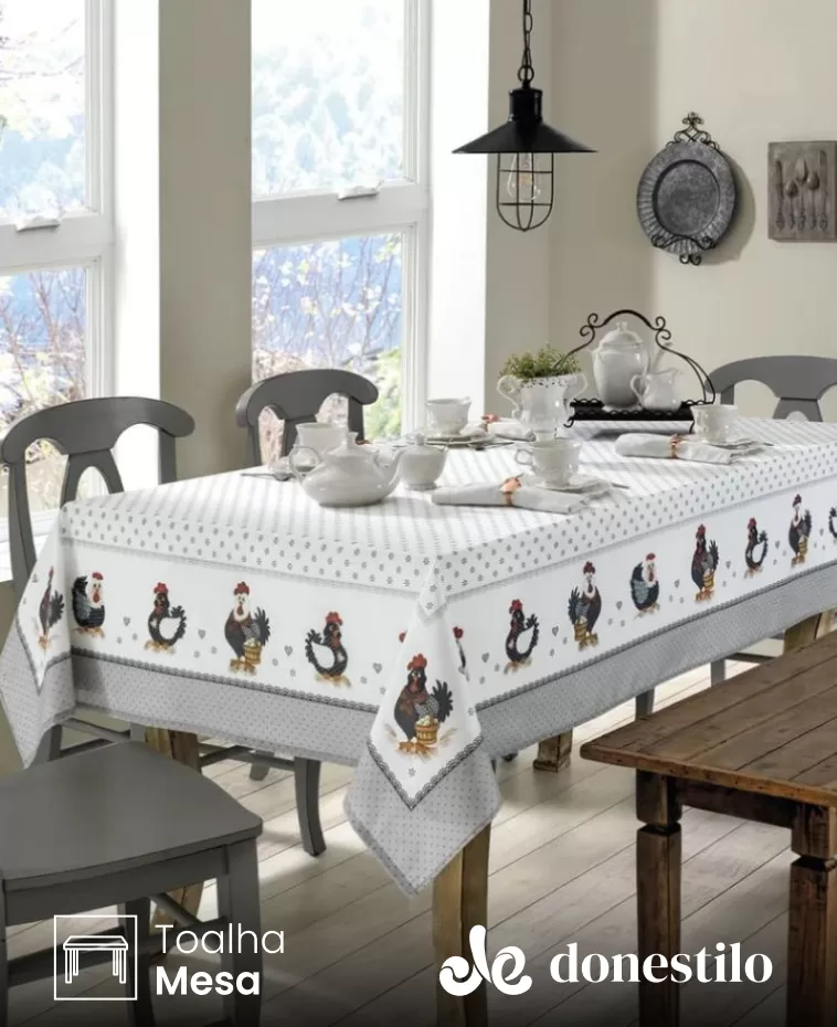 Toalha de Mesa Quadrada Döhler 8 lugares Renova Lia 1,80X1,80 m