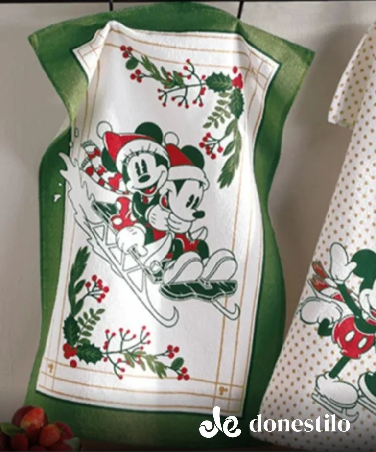 Imagen para Kit 3 peças Pano de Copa Döhler Prata Mickey e Minnie 26 Natal medindo 45X65 cm galeria