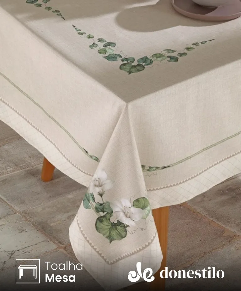 Imagen para Toalha de Mesa Retangular Döhler 6 lugares Renova Botânica 1,40X2,10 m destacado