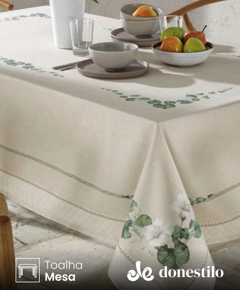 Imagen para Toalha de Mesa Quadrada Döhler 6 a 8 lugares Renova Botânica1,80X1,80 m destacado