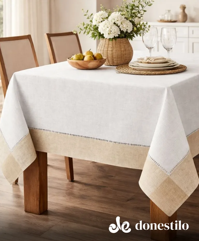 Toalha de Mesa Retangular 6 lugares Léia com Ponto D ajour 1,60X2,30 m Döhler