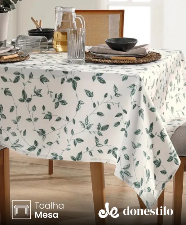 Toalha de Mesa Quadrada Athenas Botanica 01 - 1,40x1,40 M Dohler